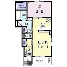 ハーネル 1LDKの間取図画像