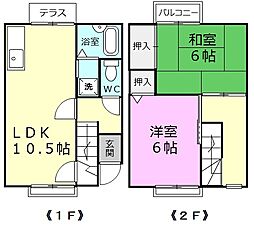 プレジール関戸 1階2LDKの間取り