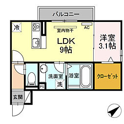 La Tour 2階1LDKの間取り