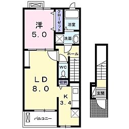 リルシアエスペーロ 1LDKの間取図画像