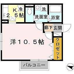 クレセントコート ワンルームの間取図画像