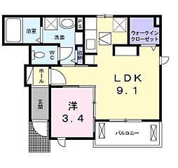 グランディール枝堀A 1LDKの間取図画像