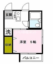 サンクシャンブル 1Kの間取図画像