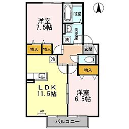 ハートポジション1 2LDKの間取図画像