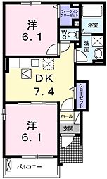 メゾンブローテA 2DKの間取図画像