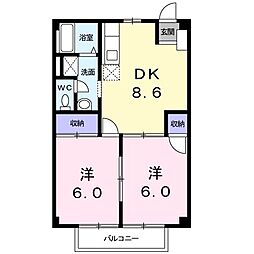 コーポプリムローズ2 2DKの間取図画像