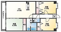 フォルツ南御座 8階3LDKの間取り