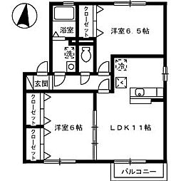 ジュパール3 2LDKの間取図画像