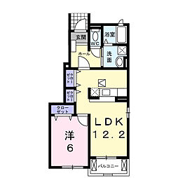 ソレイユアビタシオンA棟 1LDKの間取図画像