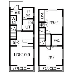 グランドゥール1 2LDKの間取図画像