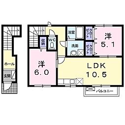 ポム・ダムールB 2LDKの間取図画像