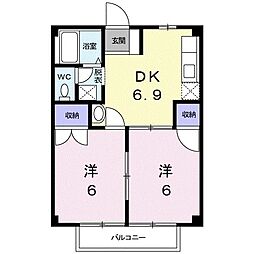ニューシティポエム 2DKの間取図画像