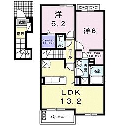 フィデール・颯B 2LDKの間取図画像