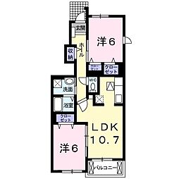 コリーヌ・ドレ 2LDKの間取図画像