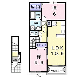 サンパティオベルA 2LDKの間取図画像