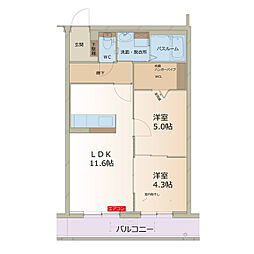 ザ・フィールズ坂本2 2LDKの間取図画像