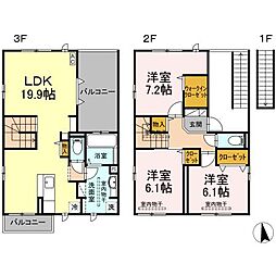 サンローザ 2階3LDKの間取り