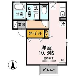 眠兎 1階ワンルームの間取り