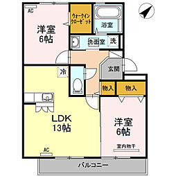 リビングタウン浜坂 2LDKの間取図画像