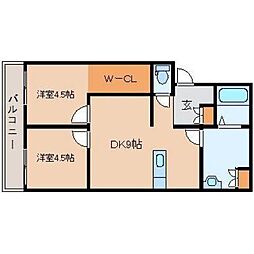 アネックス 1階2DKの間取り