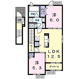 エミネンスB 2LDKの間取図画像