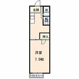 コーポハイプレース 1Kの間取図画像