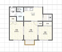 グランドハイツ　Ｂ 2階3DKの間取り