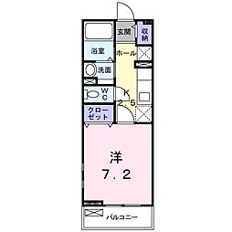 キャスティロB 1Kの間取図画像