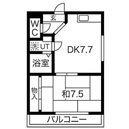 ハイツA&K 4階1DKの間取り