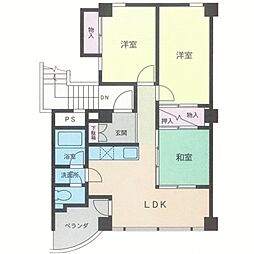 柿の木ハウス 3DKの間取図画像