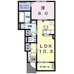 Heart未来寒川 1LDKの間取図画像