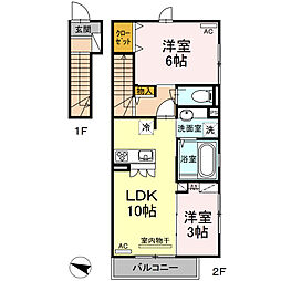 フィリア広安 2LDKの間取図画像