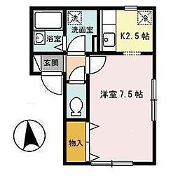 セジュール桜ケ丘 1Kの間取図画像