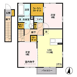 ウィステリア 2階2LDKの間取り