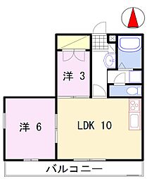 リアン飾東A 3階1SLDKの間取り