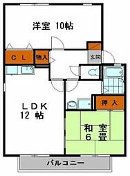 サンパティック田寺A 2LDKの間取図画像