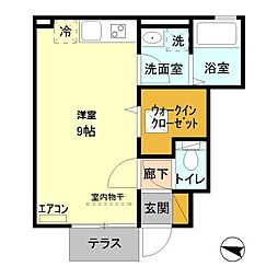 東武伊勢崎線 一ノ割駅 徒歩3分の賃貸アパート 1階ワンルームの間取り