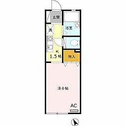 西舞子グリーンハウス 1Kの間取図画像