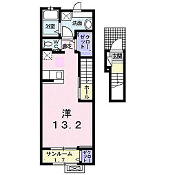 グランドソレイユC ワンルームの間取図画像