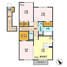 グランドゥール大野原　II 2階3LDKの間取り
