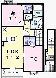 ピュール・ロジュマン2 2LDKの間取図画像