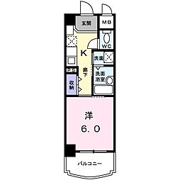 グロウエルス 1Kの間取図画像