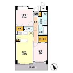 K、reizend 4階2LDKの間取り