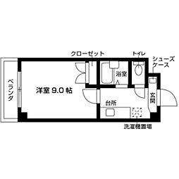 ベルビュー芦刈山 1階1Kの間取り
