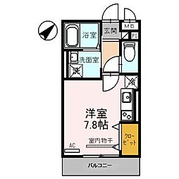 クレシア東川口 ワンルームの間取図画像