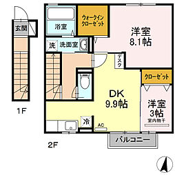 エスペランサ中曽根 2DKの間取図画像