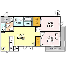 サンウェルズ水尾 2階2LDKの間取り