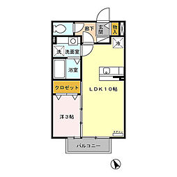 フェリックス　Ｂ 2階1LDKの間取り