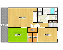 大産原ビル 2LDKの間取図画像