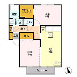 西武池袋線 飯能駅 バス8分 美杉台公園下車 徒歩5分の賃貸アパート 1階2DKの間取り